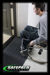 Ez Edge Rubber wheelchair ramps for ADA compliance Safepath products. EZEdge Threshold Ramps EZ Access.